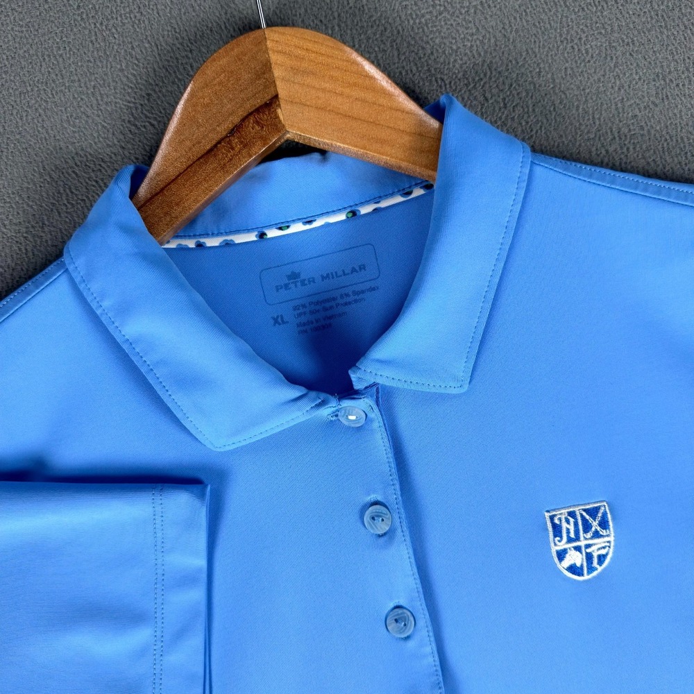 Peter Millar Polo Shirt Womens XL Blue Hamilton Farm Performance Golf Equestrian